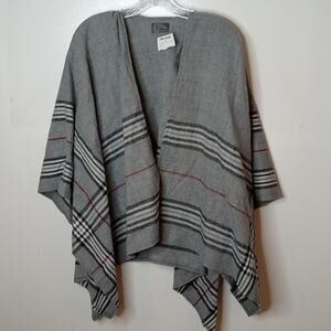 NWT  Vfraas O/S Gray striped Cape. Warm, Comfortable. Boho.